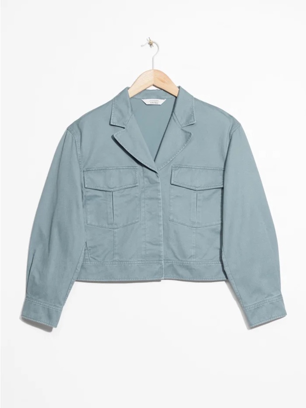 Crop Muted Blue Utility Chore Jacket
